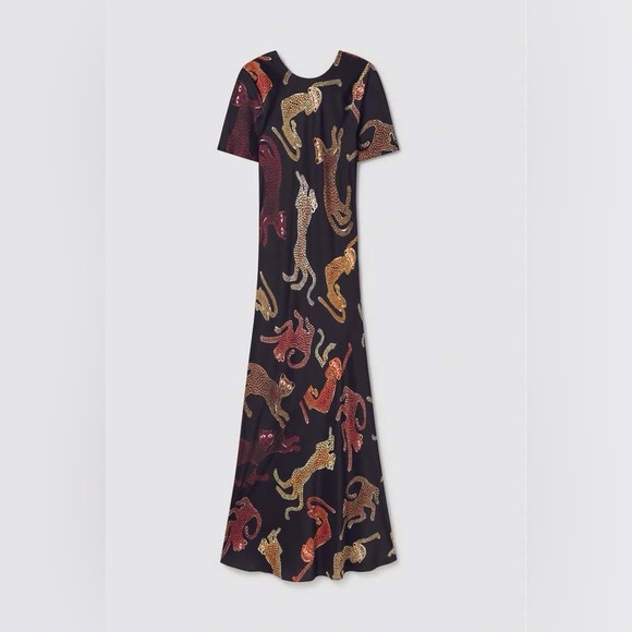 Silk Laundry short sleeve bias dress - Jaguar print - Picture 2 of 8
